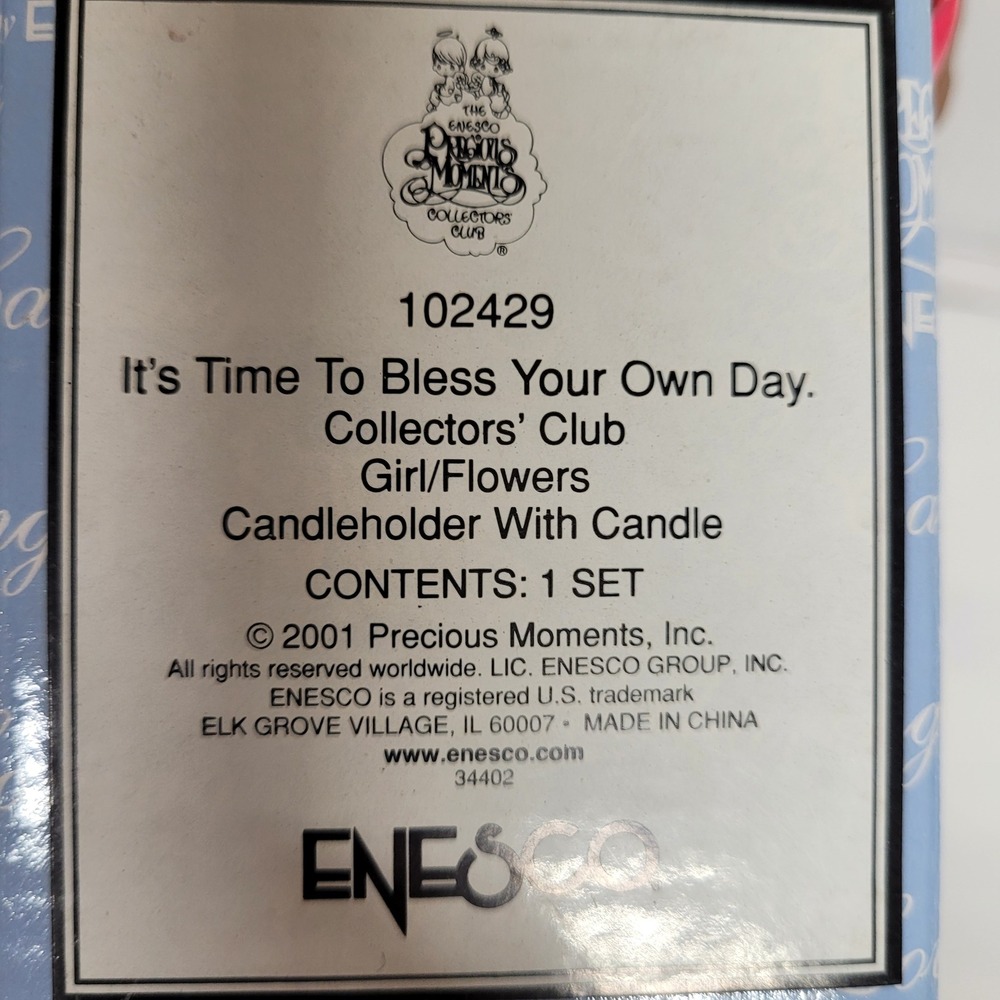 Precious Moments 2001 Collectors Club Candleholder Bless Your Own Day 102429